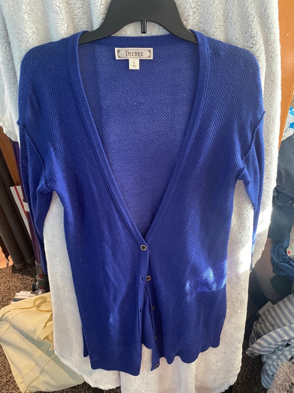 Decree Women's Cobalt Blue Lightweight Button Cardigan